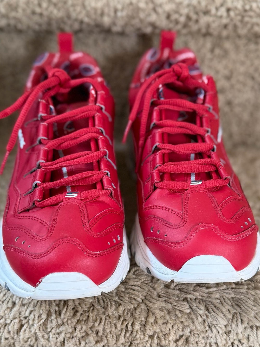 Skechers SKX Red Chunky Platform Athletic Sneakers - Picture 8 of 12